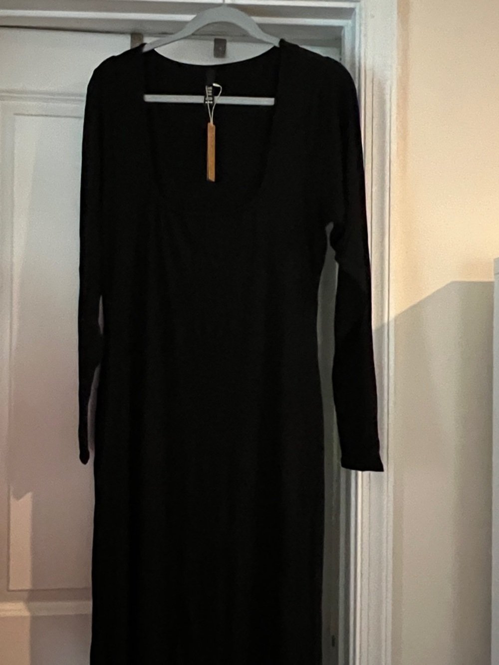 SKIMS Black Long-Sleeve Scoop Neck Maxi Dress